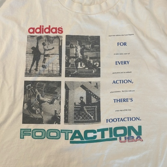 Vintage 90s Single Stitch Adidas Trefoil Footaction Employee Tee T Shirt Size L - Picture 3 of 7